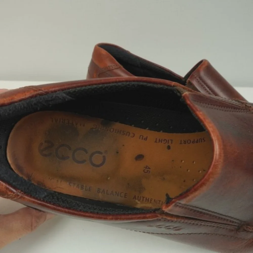 Ecco Helsinki 2 Brown Leather Slip On Loafer Shoes‎ Size 45 = 11